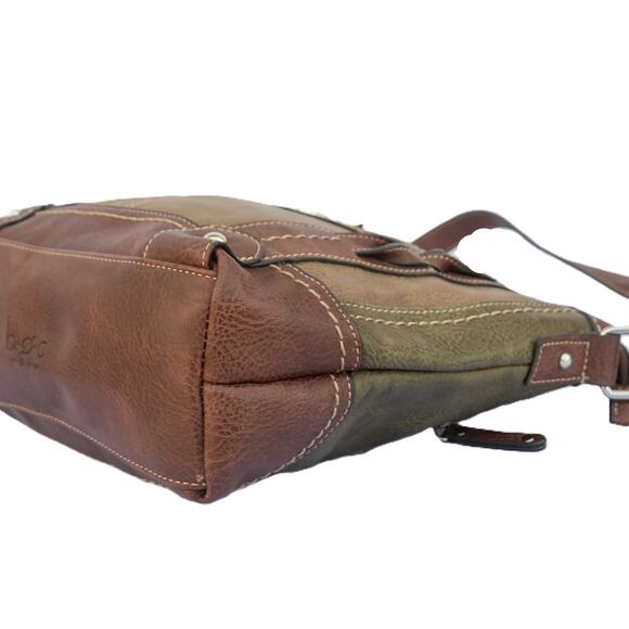 BOC BORN CONCEPT Purse Brown Green Faux Leather Crossbody Shoulder Bag - Picture 6 of 7
